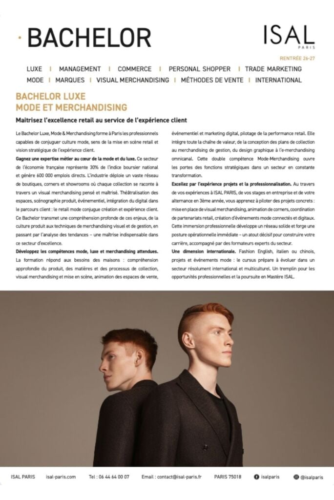 Bachelor en luxe mode et merchandising en alternance 
